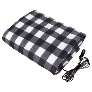 

Electric Car Blanket- Heated 12 Volt Fleece Travel Throw for Car and RV-Great for Cold Weather, Tailgating, and Emergency Kits B