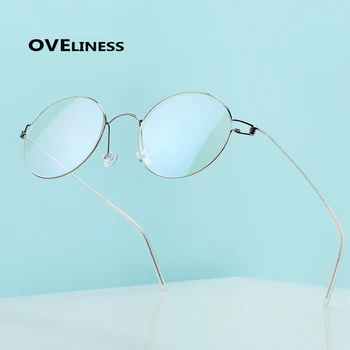 

2020 PureTitanium Round eye glasses frame Women Men eyeglasses Optical Retro Myopia Prescription Korean glass Screwless eyewear