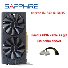 Новая Видеокарта SAPPHIRE AMD RX580 Radeon RX 580 8 ГБ GDDR5 256bit PCI для настольных ПК, игровая видеокарта для игр, использованные карты