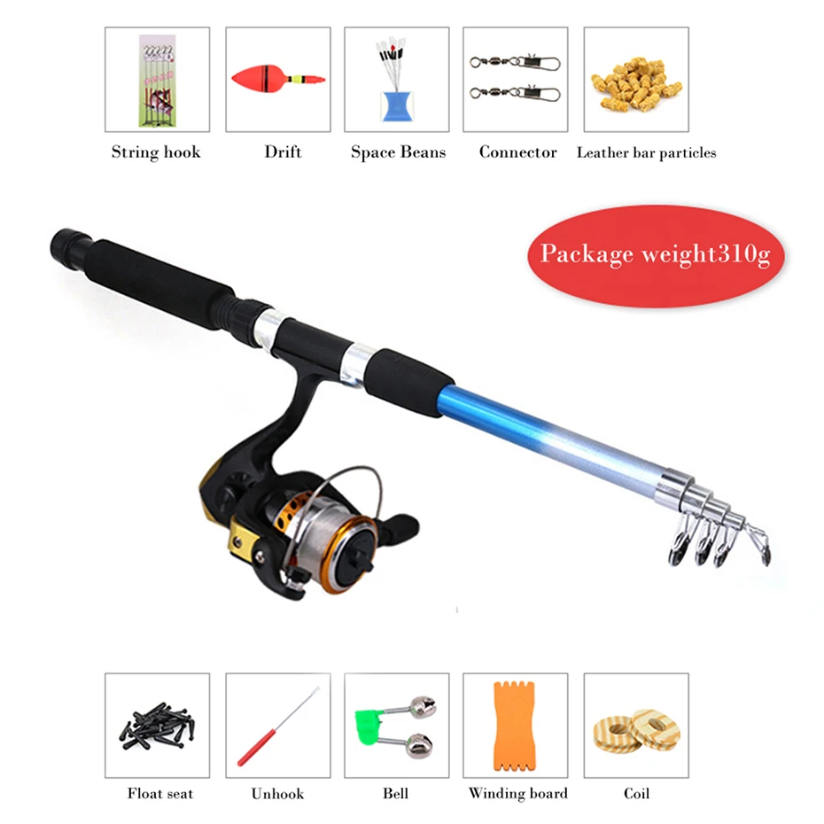 telescopic fishing rod and reel combo full kit