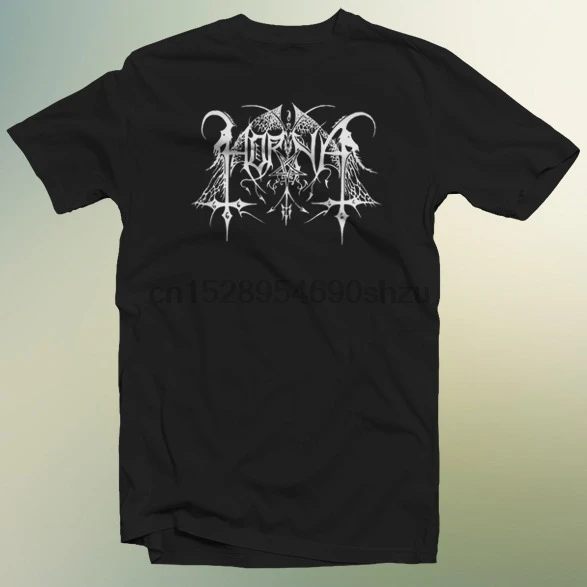 HORNA FINLAND/черная хлопковая футболка с коротким рукавом и металлическим ремешком |