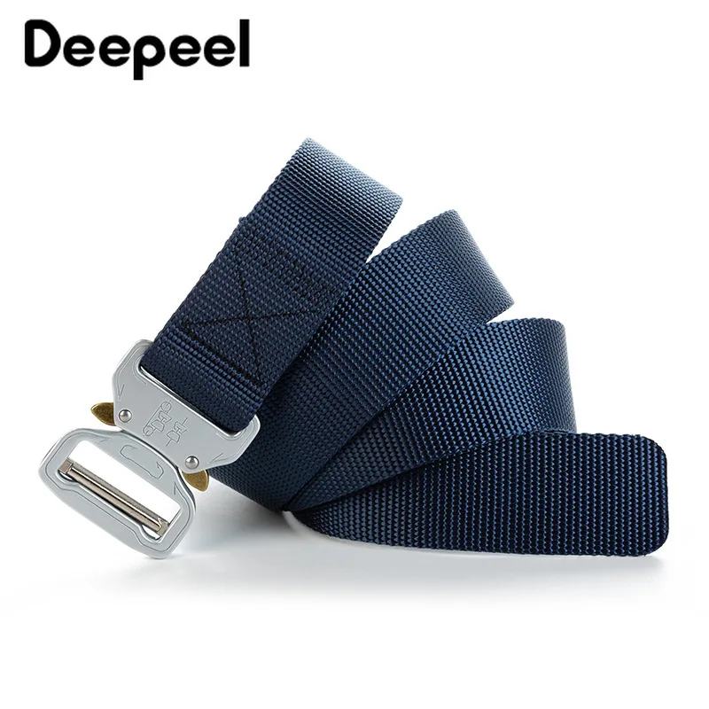 Deepeel 1 шт. 3,8X115/125/135 см с металлическими заклепками; туфли-лодочки гнездо Для Мужчин's Открытый Тактические пояса Нейлон из тканого полотна серебро пряжки ремня аксессуары