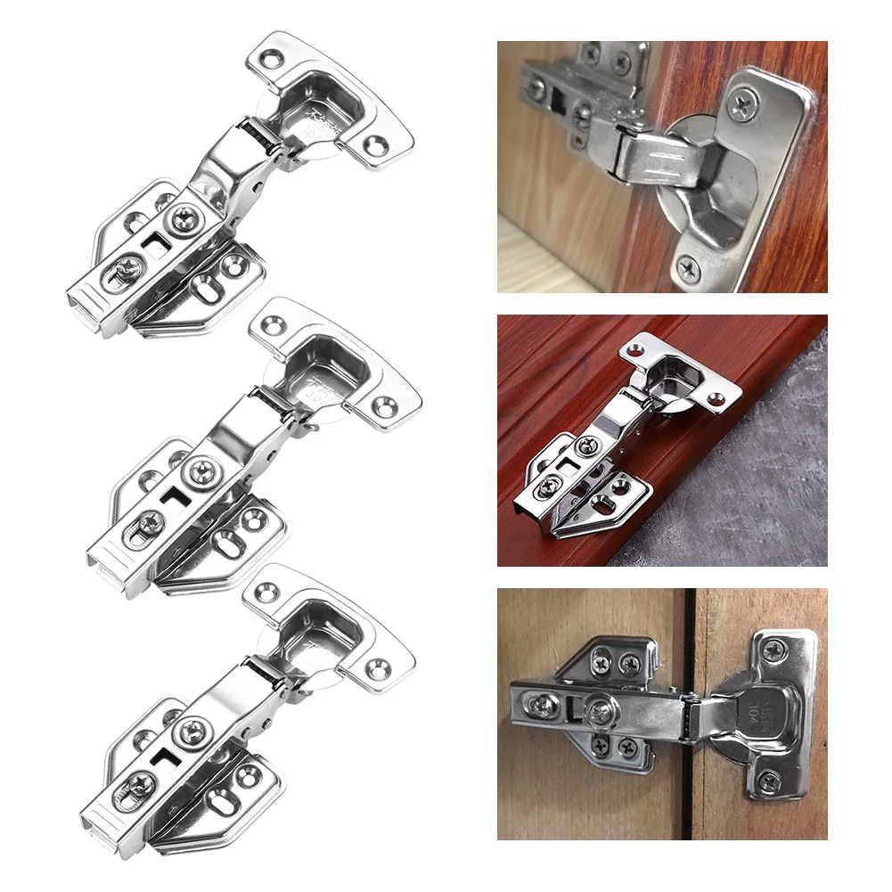 

4pcs Furniture Full/Embed Hinge Stainless Steel Cabinet Door Hinges Hydraulic Damper Buffer Soft Close Face Kitchen Cupboard