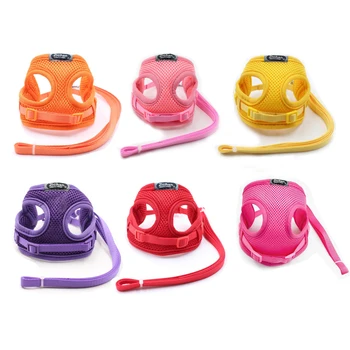 

Breathable Mesh Small Dog Pet Harness and Leash Set Puppy Cat Vest Harness Collar For Chihuahua Pug Bulldog Cat arnes perro 10E