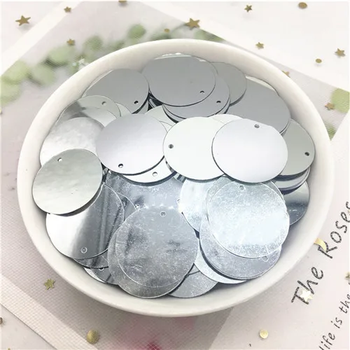 Silver 105 шт 25 мм красочные большие размеры круглый край отверстия свободные блестки для детей танцевальная одежда украшение пайетки для поделок 20 г - Цвет: Silver