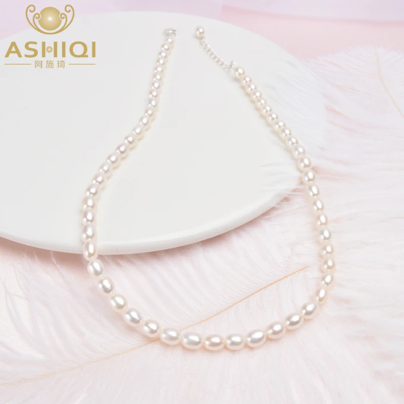 ASHIQI Real MiNi Natural Freshwater Pearl Necklace 925 Sterling Silver Jewelry for Kid Children Girl Lovely Gift - Image 3