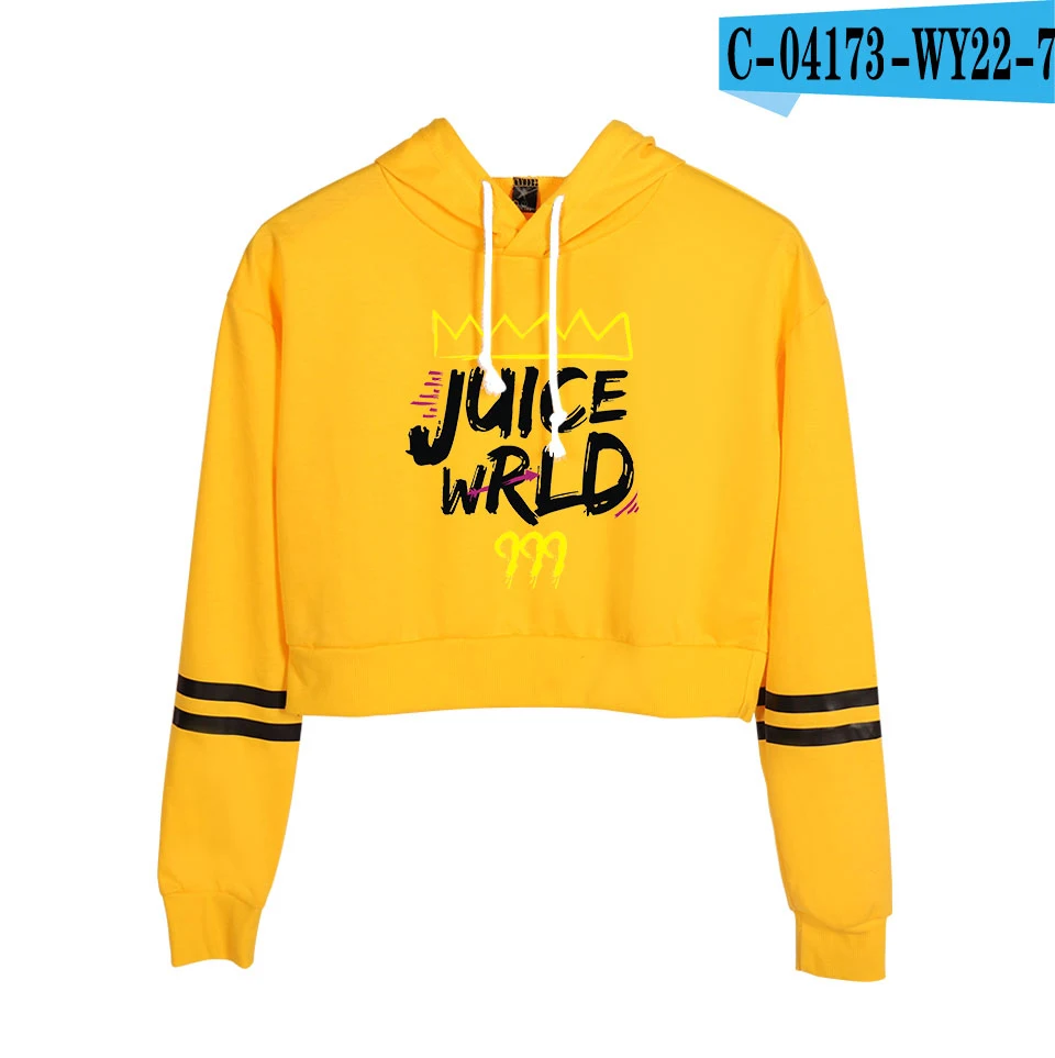 R.I.P. Respect Rapper Juce Wrld толстовка женская с высокой талией Juice Wrld толстовка сексуальная укороченная Толстовка весна лето осень - Цвет: yellow