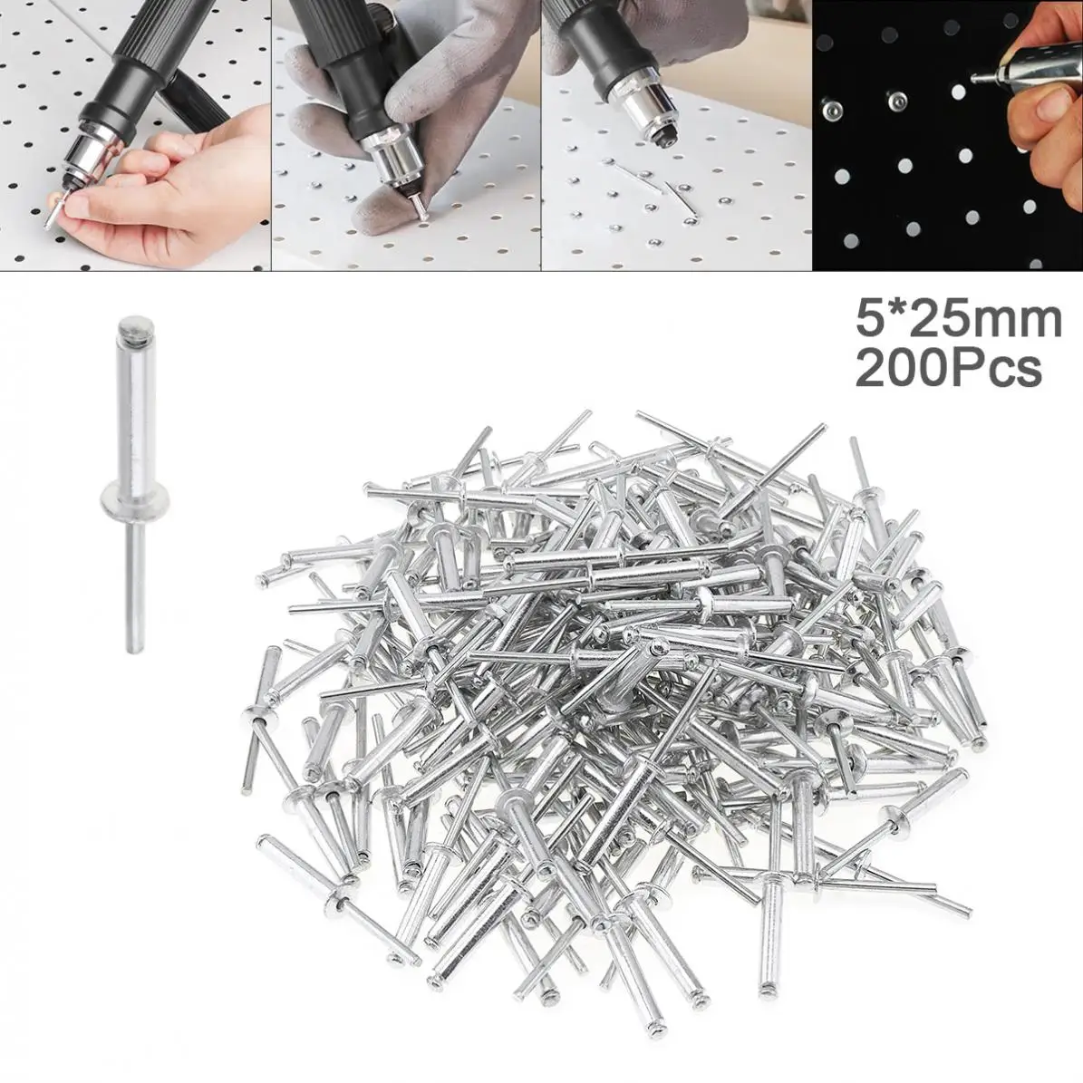 

200pcs Pull Nails M3.2 M4 M5 Rivet Gun Core Pulling Riveting Break Mandrel Nail Screw Pulling Rivets for Furniture Car Aircraft