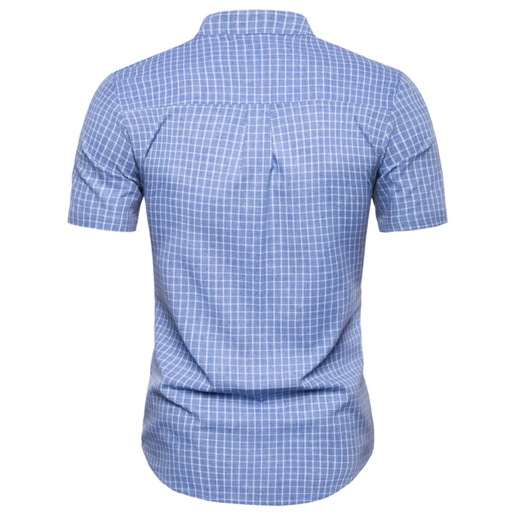 Womail 2019 Новое поступление мужские рубашки с коротким рукавом, с принтом, мужская повседневная блузка, модные топы на пуговицах, летняя