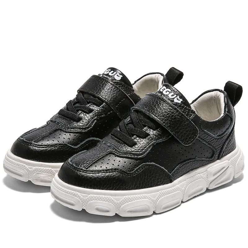 Детские спортивные кроссовки для мальчиков; Брендовая обувь для бега; кроссовки для маленьких девочек; Детские повседневные кроссовки из натуральной кожи; весенние кроссовки - Цвет: Черный