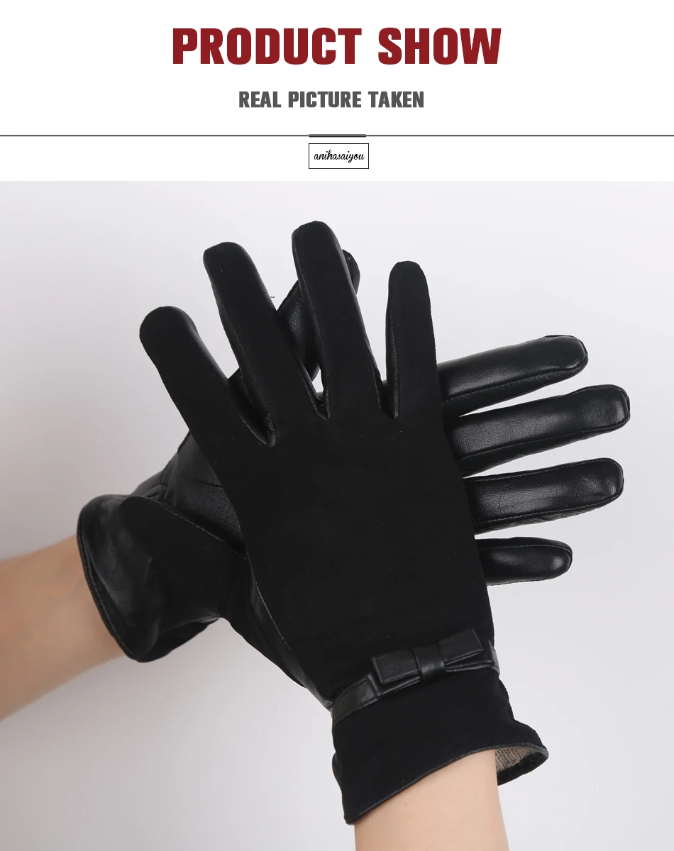 Простые кожаные женские перчатки, женские перчатки из натуральной овчины, теплые зимние перчатки для женщин-1819