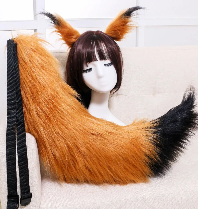 Orecchio E Coda Di Volpe In Finta Pelliccia Coda Di Lupo Ricurva E - Foto 10