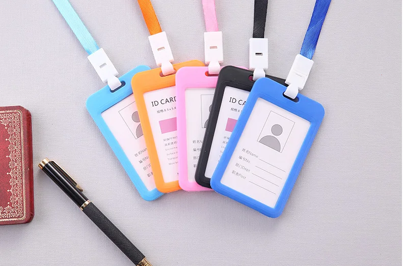 

Candy color double-sided transparent badge plastic work card exhibition card bus access student card set with lanyard