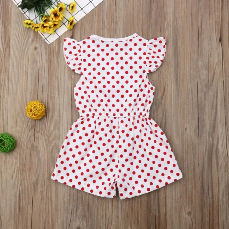 Детская Хлопковая одежда для маленьких девочек комбинезон в горошек с рукавами