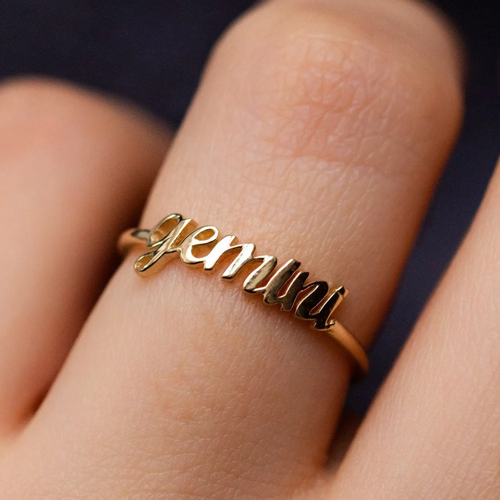 Minimalist thin Open Gold 12 Star Signs Finger Rings Birthday Friendship Jewelry Gift Personality Custom Zodiac Rings For Women