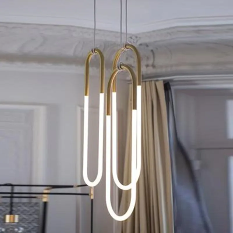 

Nordic Simple Pipe Gold Metal 1 / 2 Light H62cm Led Pendant Lights Lustre G9 Luminaires Corridor Pendant Lamp Lighting Fixtures