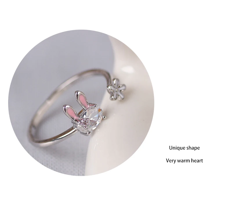Hot Selling Fashion Jewellery Women's Ring Cute Rabbit Animal Rings Opening Adjustable Metal Ring 2021 New Pink Jewelry Gift Hot Selling Fashion Jewellery Women's Ring Cute Rabbit Animal Rings Opening Adjustable Metal Ring 2021 New Pink Jewelry Gift
