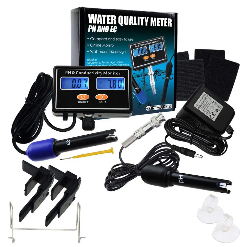 Цифровой рН и ЕС Измеритель проводимости метр тестер ATC качество воды в режиме реального времени непрерывный детектор контроля