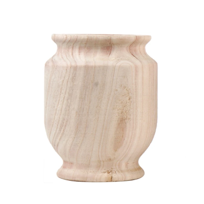 Natural Wood Color Vases Handmade Decorative Wooden Flower Vase Home