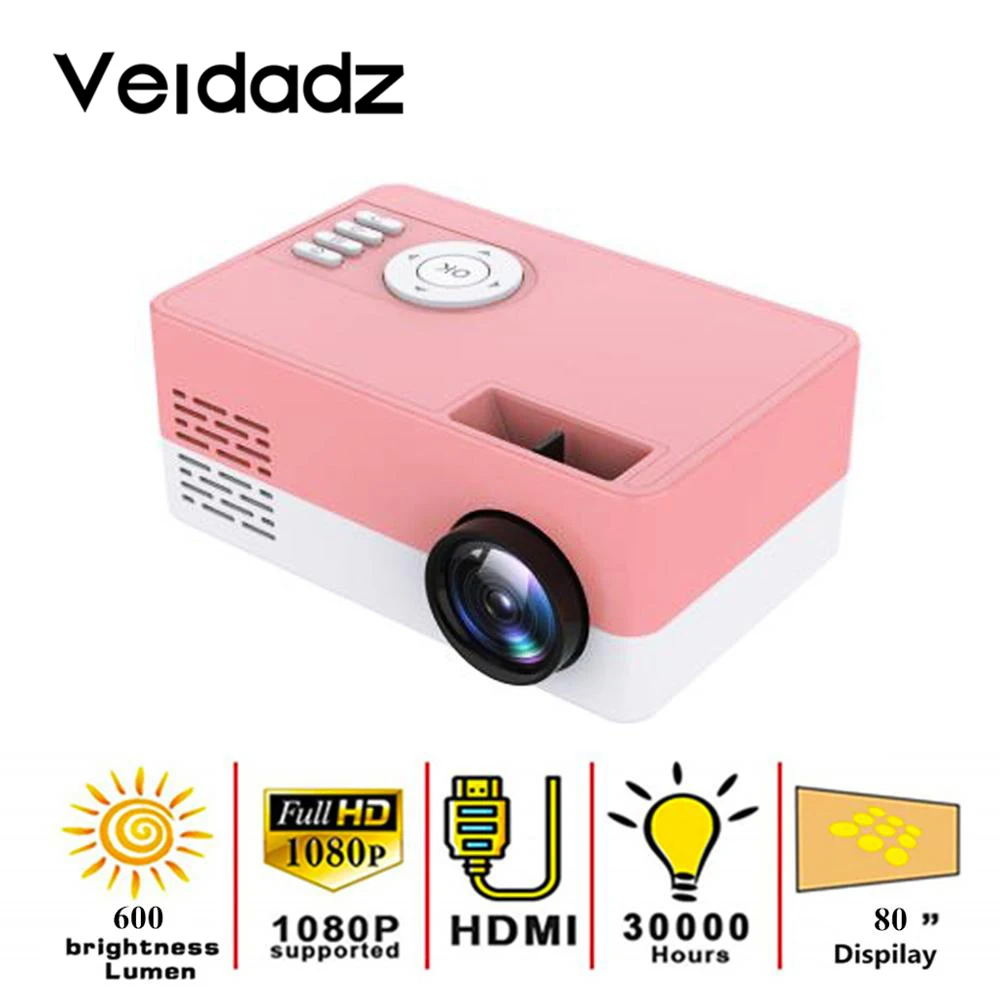 Светодиодный мини проектор VEIDADZ J16 320x240 пикселей поддерживает 1080P HDMI USB аудио портативный домашний