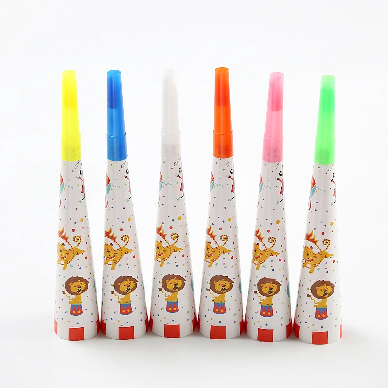 Horn 6 Pcs Цирковая тематика, украшения для дня рождения, одноразовая посуда, бумажные стаканчики и тарелки, скатерть, соломинки, цирковые принадлежности для дня рождения - Цвет: Horn 6 Pcs