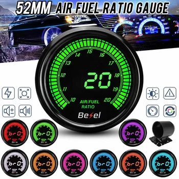 

2" 52mm 12V Car Auto Air Fuel Ratio Gauge Meter AFR 10 Color Digital LED Readout Display Black Face with Mount Bracket Cup