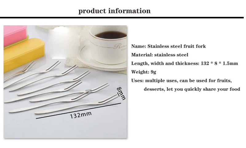 Фруктовая вилка из нержавеющей стали, Западная Десертная Вилка, двухзубная вилка, вилка для торта, новая Корейская посуда для фруктов