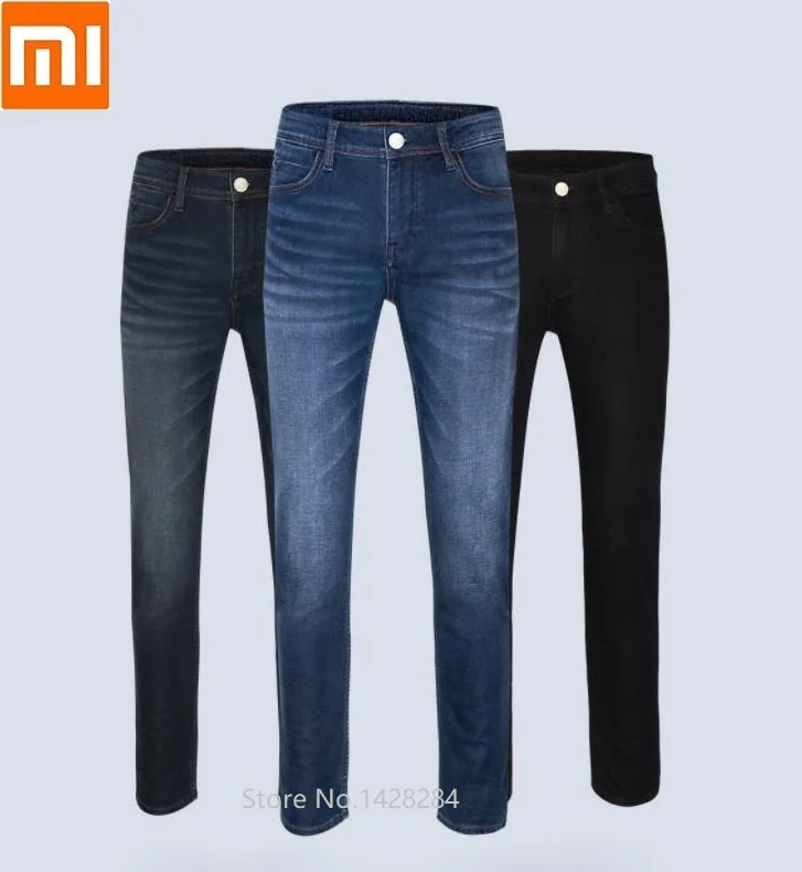 Xiaomi Cottonsmith Autumn Winter Coffee carbon Warm fleece jeans Soft Casual Slim Straight Pants Fa