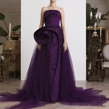 Вечерние платья фиолетовые элегантные вечерние платья vestido de festa longo с открытыми плечами аппликация вечернее платье Длинные с бусинами abiye