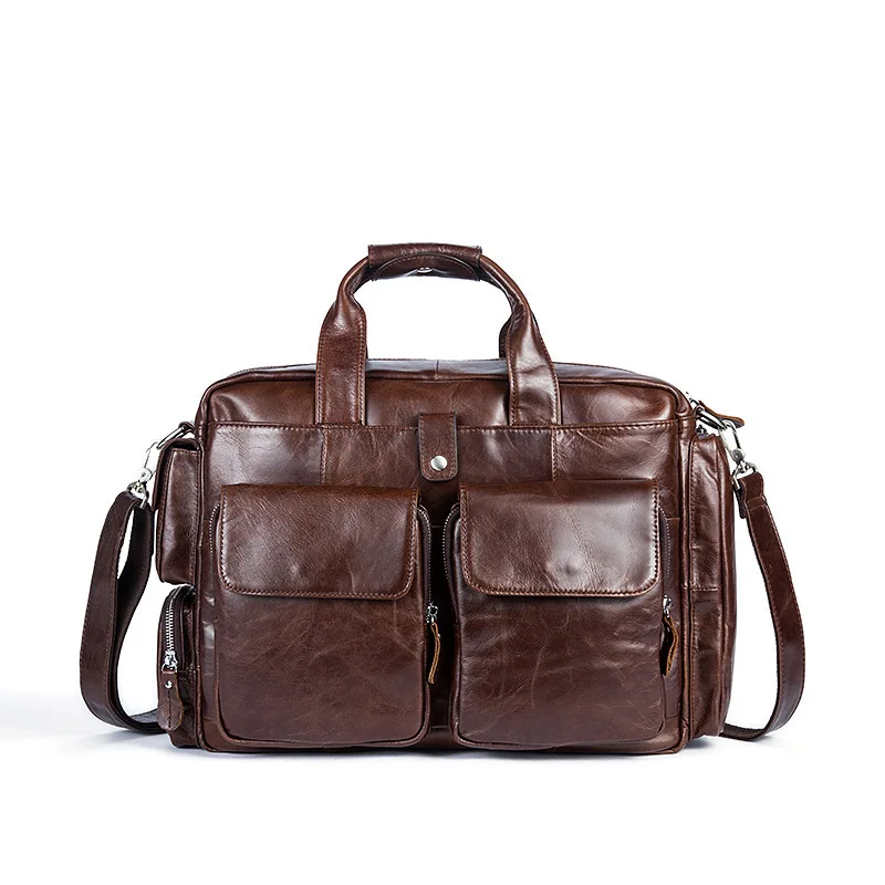 

Genuine Leather Handbags for Men Business Briefcases Large Capacity Laptop Bags Casual Man Shoulder Messenger Bag Male