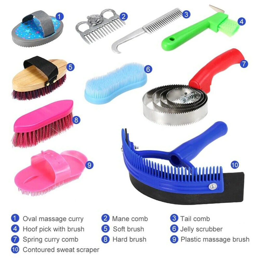 10 шт. Уход за лошадьми инструмент Профессиональная щетка для волос скруббер