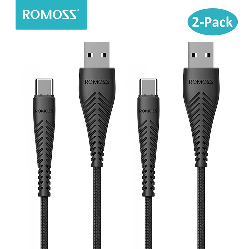 ROMOSS 2 шт./лот Кабель с разъемом usb-c Type-C кабель для быстрой зарядки 3 0 USB передачи