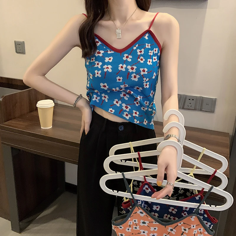 Floral-Print Decorative Camisole Slim-Fit Sweater Thin 2021 Women's Summer Camisole cheap bras