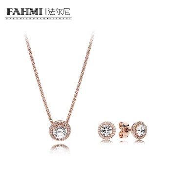 

FAHMI Years fashion Women Temperament Of S925 Sterling Silver Necklace Earrings Suit Gift Necklace Free Package Mail