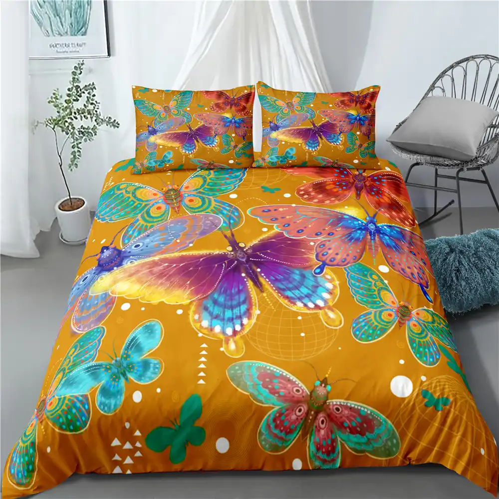 Butterfly Bedding Set Twin Full Queen King Size Bed Cover 2 3 Piece Quilt Cover Animals Print Bed Linen Set 2 3 Piece For Girls Bedding Sets Aliexpress