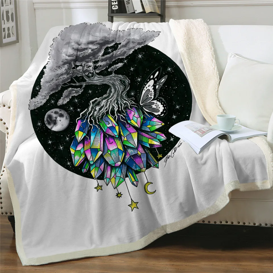Волк галактика Пикси холодное искусство постельное одеяло s луна ребенок галактика плюшевое покрывало белая лиса пледы одеяло планета черное льняное одеяло