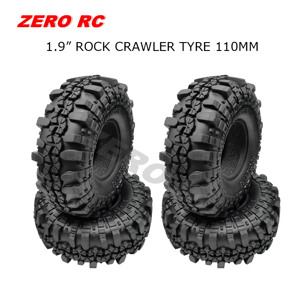 4Pcs 1.9" Supper Swamper Rock Crawler Tyre 110mm Tires For RC 1/10 Crawler RC4WD Axial SCX10 II CAPRA D90 TF2 TRX-4 90046
