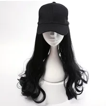 Бейсбольная кепка с париком из синтетического термостойкого волокна для женщин и девушек, рыбий человек, кудрявый волнистый Женский Регулируемый бразильский парик Remy