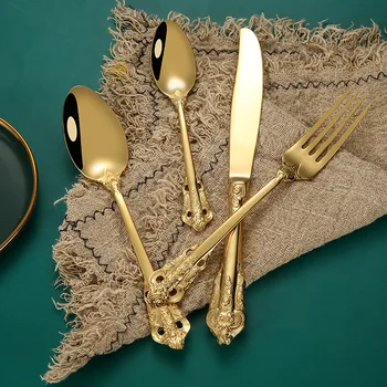 

Stainless Steel Tableware Palace Cutlery Dinnerware Steak Knife Coffee Spoon Dinner Fork Elegant Dining