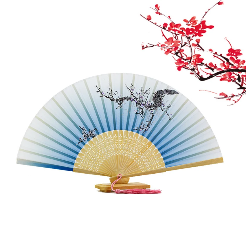 Éventail Pliable à Main En Bambou Avec Pompons En Tissu De Soie Pour Décoration Murale, Fête De Mariage (rose