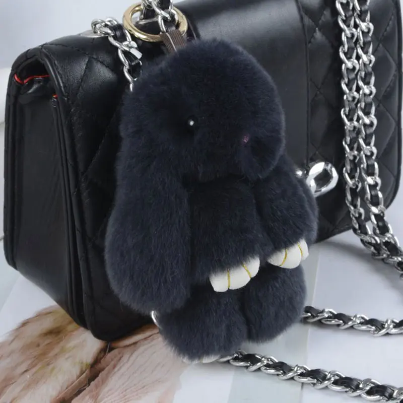 Plush Toy Plush Doll Plush Keychain Key Chain Bunny Keychain 14cm Cute Plush Bunny Keychain Women Fur Pom Pom Angel Rabbit Key Ring Hare Pompom Plush Dolls Toy Girls Bag Car Key Pendant