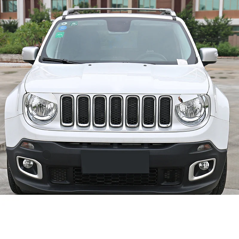 Lsrtw2017, АБС-пластик, Автомобильный фар круг планки Авто Стайлинг для Jeep Renegade хромированная наклейка - Название цвета: silver
