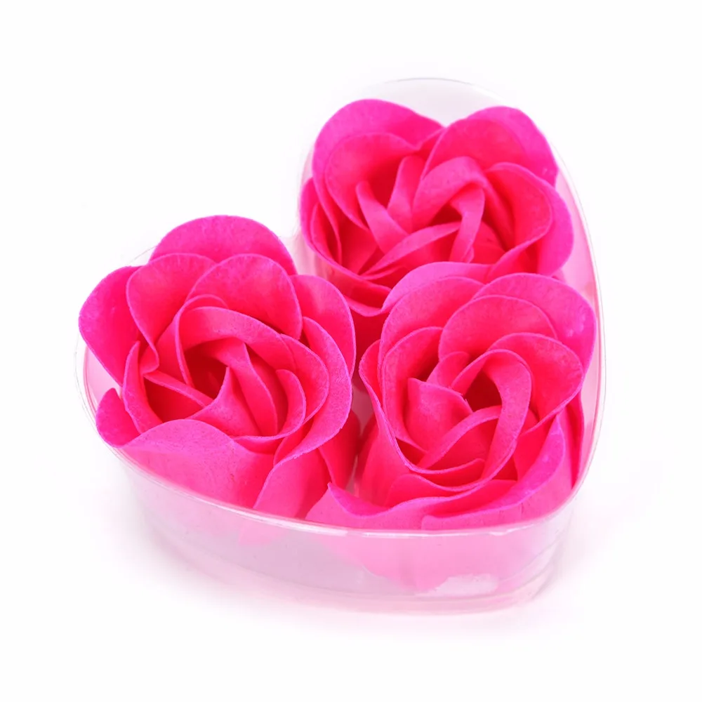 Flower Soap Rose Soap Heart Scented Bath Body Petal Rose Flower Case Wedding Decoration Gift Festival Box 3pcs/pack flower soap