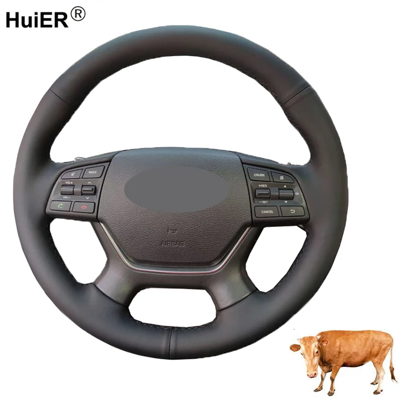 Hand Sewing Car Steering Wheel Wrap Volant Funda Volante For Hyundai Genesis 2015 2016 Braid on the wheel Styling | Автомобили и