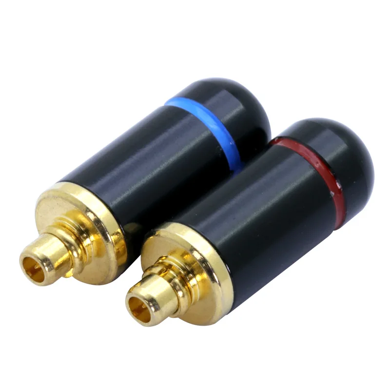 black 1xred 1xblue 2 шт. разъем MMCX, штырек MMCX вилки для Shure ED5 SE535, чистая медь с позолоченным разъем MMCX - Цвет: black 1xred 1xblue