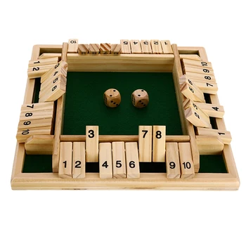 

4 Sided 10 Numbers Board Game Kids Adults Wood Deluxe Shut Board Game Board Game Toy for Party Club KTV Drinking Family