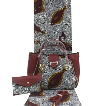 

new arrival african anakra bag set matching 6 yards wax fabric nigerian party material for dress H191121
