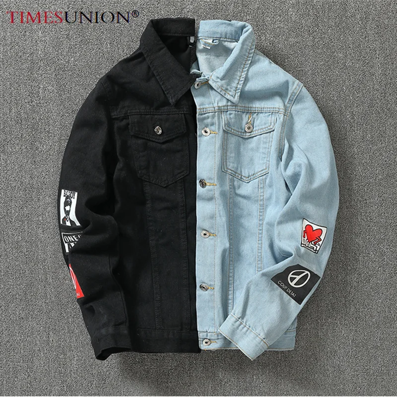 Мужская джинсовая куртка в стиле хип хоп Повседневная приталенная японском