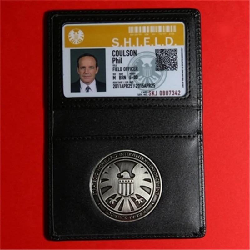 Агенты Shield s.h.i.e.l D. Металлический Щит значок Pin& ID карты подлинный кожаный чехол кошелек 1:1 мужской подарок косплей реквизит - Окраска металла: Phil Coulson