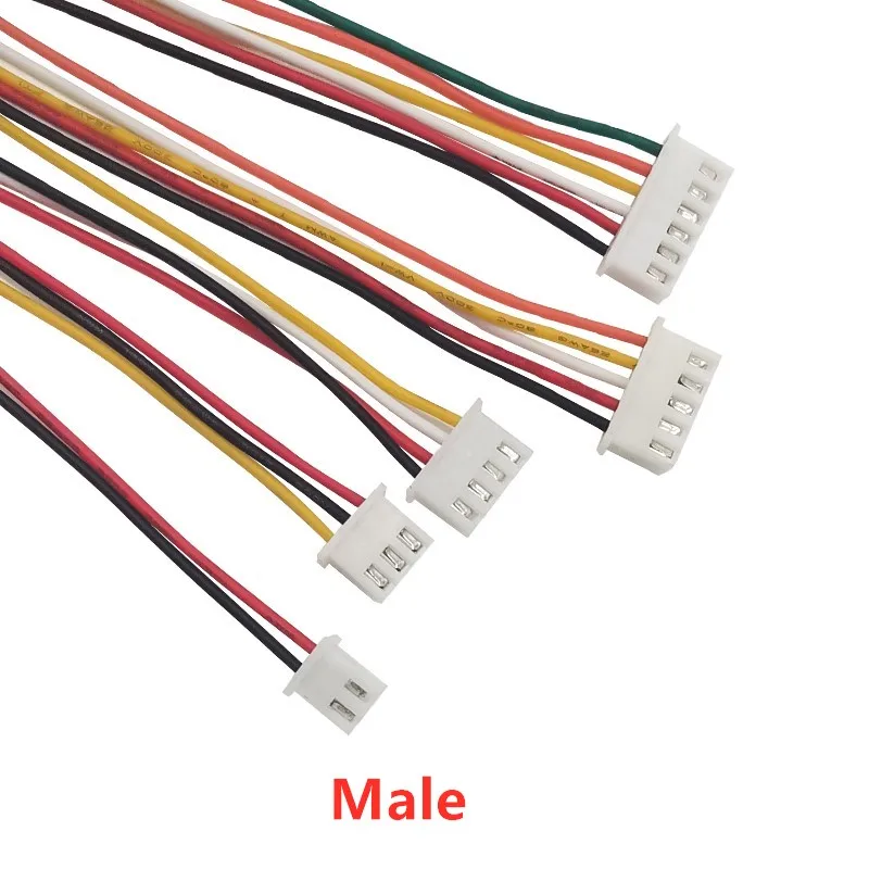 JST XH2.54mm Pitch Connectors - 2-6Pin Cable Connectors with 20CM 26AWG Wire Description Image.